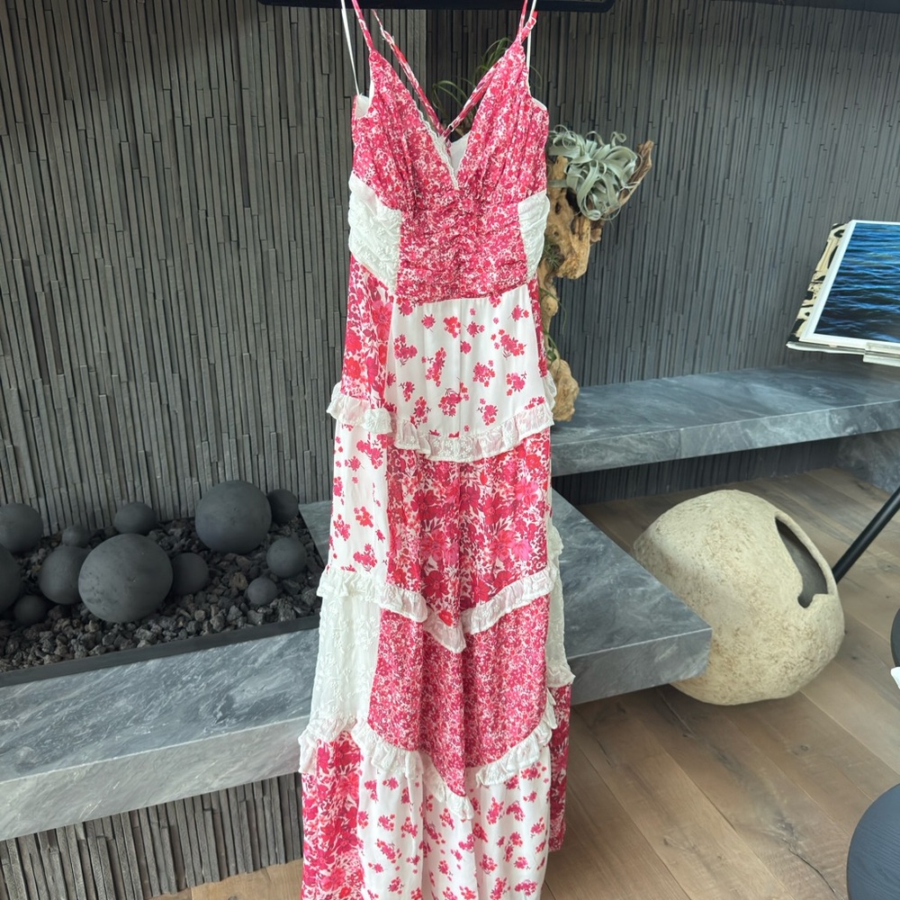 Altar'd State Red and White Floral Dress